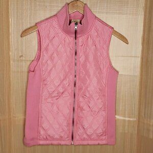 Fuda Womens Pink Quilted Vest With Faux Sherpa Lining  Medium